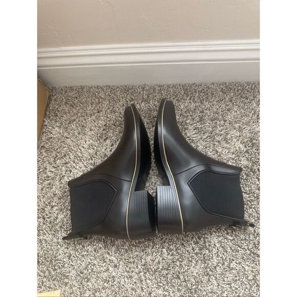 NWT Kate Spade Black & Gold Sedgewick Chelsea solstice rain boot Size 9 - Picture 6 of 10